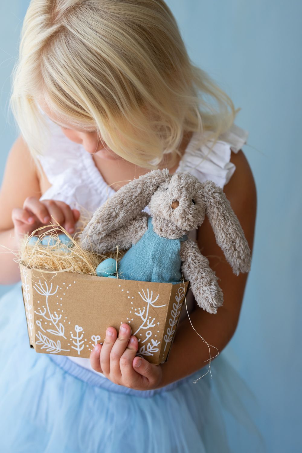 Personalized Blue Honey Bunny Plush Toy Gift Set - Cute Stuffed Animal for Kids, Baby Shower, Birthday & Valentine's Day Gifts