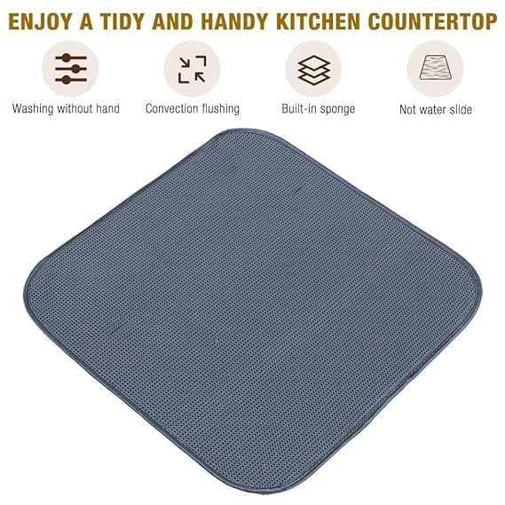 ENCHANTMENT ARAA PAVA Dish Drying Rack with Microfiber Mat - Removable Countertop Drain Tray for Wine Glasses, Bowls & Plates - Perfect for Kitchen Sink, Countertop Drying & Space-Saving Storage