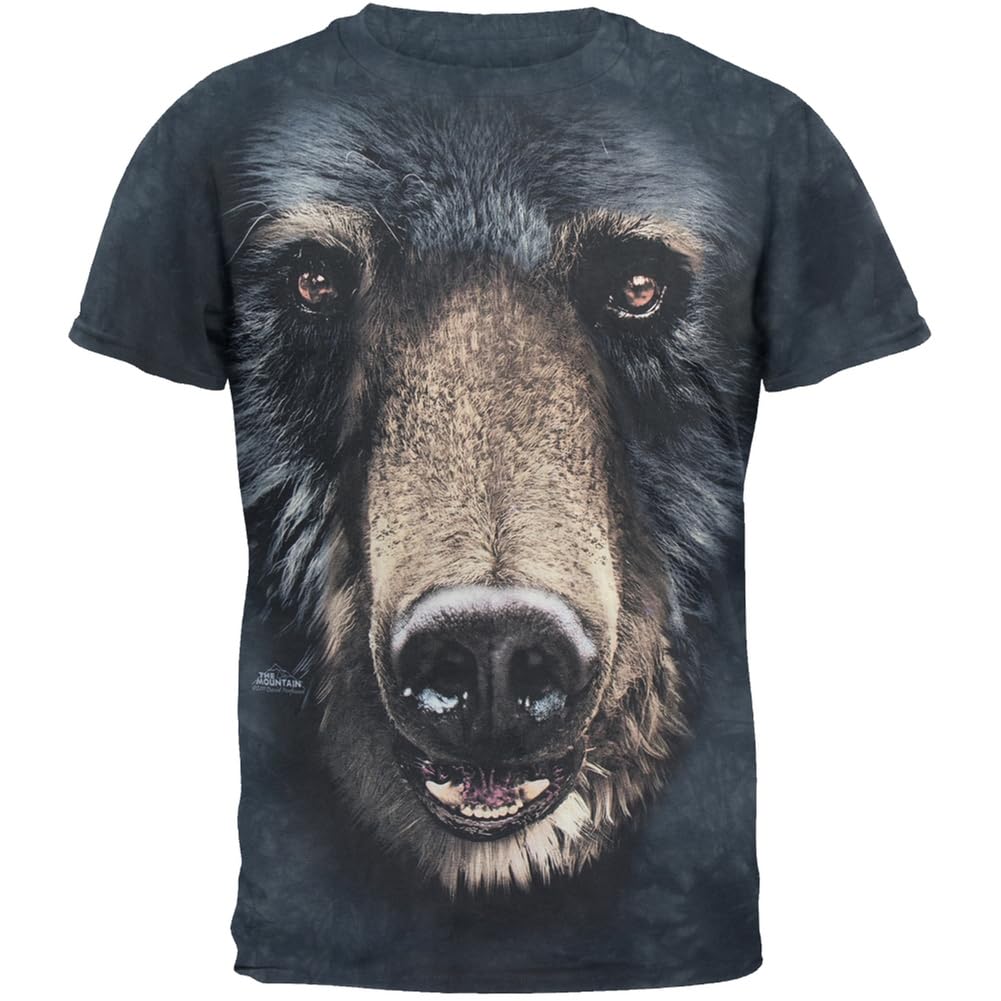Old Glory Men's Black Bear Face Graphic T-Shirt - Comfortable Cotton Tee for Casual Wear, Outdoor Adventures & Patriotic Events