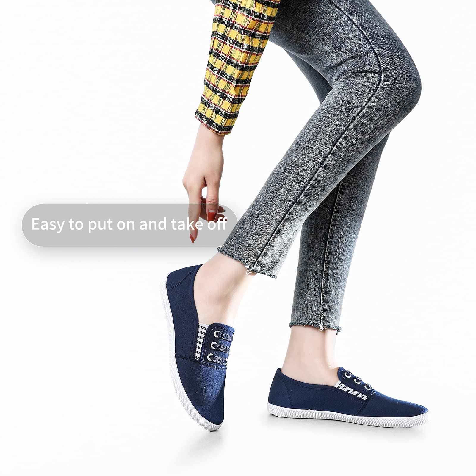 Women's Canvas Slip-On Sneakers - Comfortable Casual Walking Shoes for Women, Non-Slip Flat Dress Shoes for Work & Tennis | Perfect for Office, Travel & Daily Wear