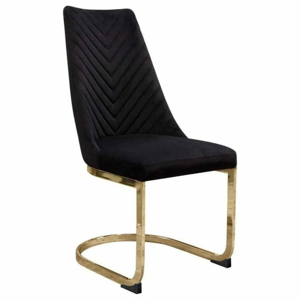 2PC Black Velvet & Gold Dining Chairs - Modern Upholstered Side Chairs for Kitchen, Dining Room, or Breakfast Nook - Elegant Home Decor