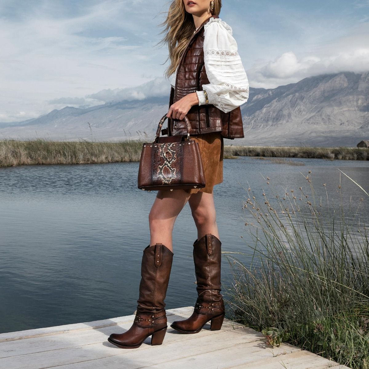1Z41RS Women's Cuadra Mocha Casual Cowgirl Leather Knee High Boots - Stylish Western Riding Boots for Country Fashion & Outdoor Adventures