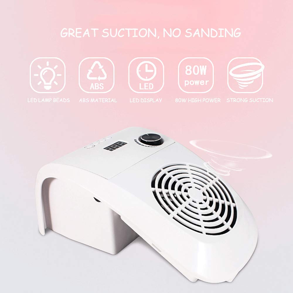 Professional LED UV Nail Lamp & Dust Collector 2-in-1 - 4-Speed Timer Manicure Dryer with Cooling Fan for Salon & Home Nail Art | Perfect for Gel Polish Curing & Dust-Free Nail Care