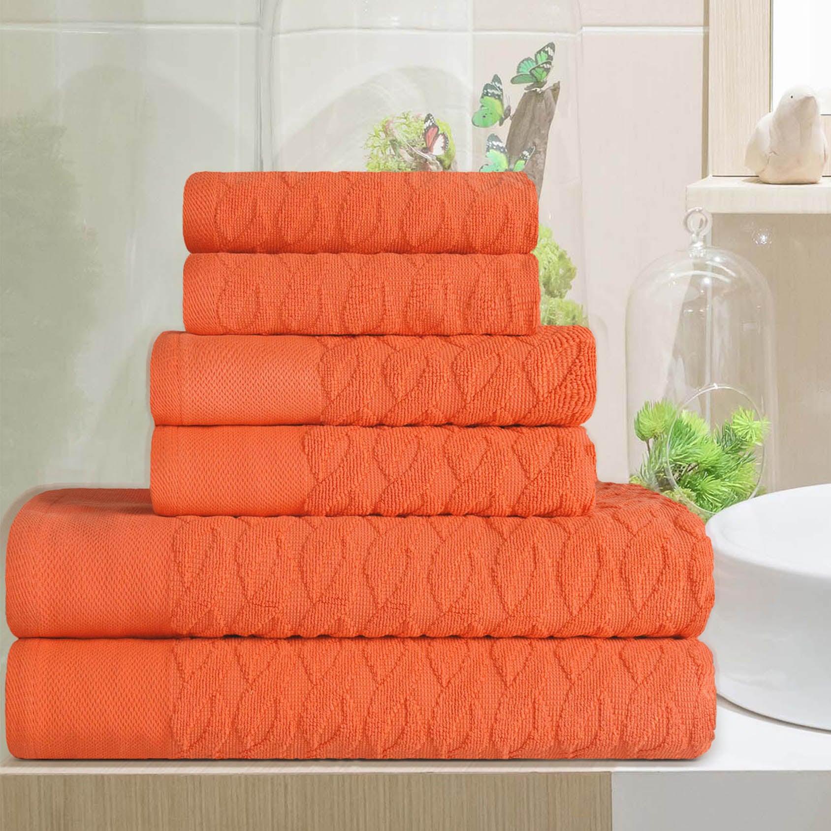 Premium Turkish Cotton Herringbone Jacquard 6-Piece Towel Set - Ultra Soft & Absorbent Bath Towels for Spa, Hotel & Luxury Home Use