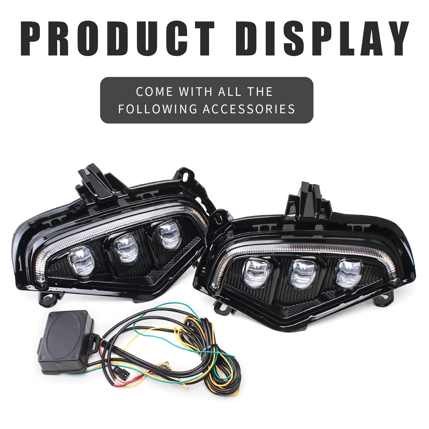 COMZY LED Fog Lights for Toyota RAV4 2019-2020 | DRL Daytime Running Lights with Amber Turn Signal | White/Yellow 2-Color Options | 1 Pair | Enhance Visibility & Style for Night Driving & Off-Road Adventures