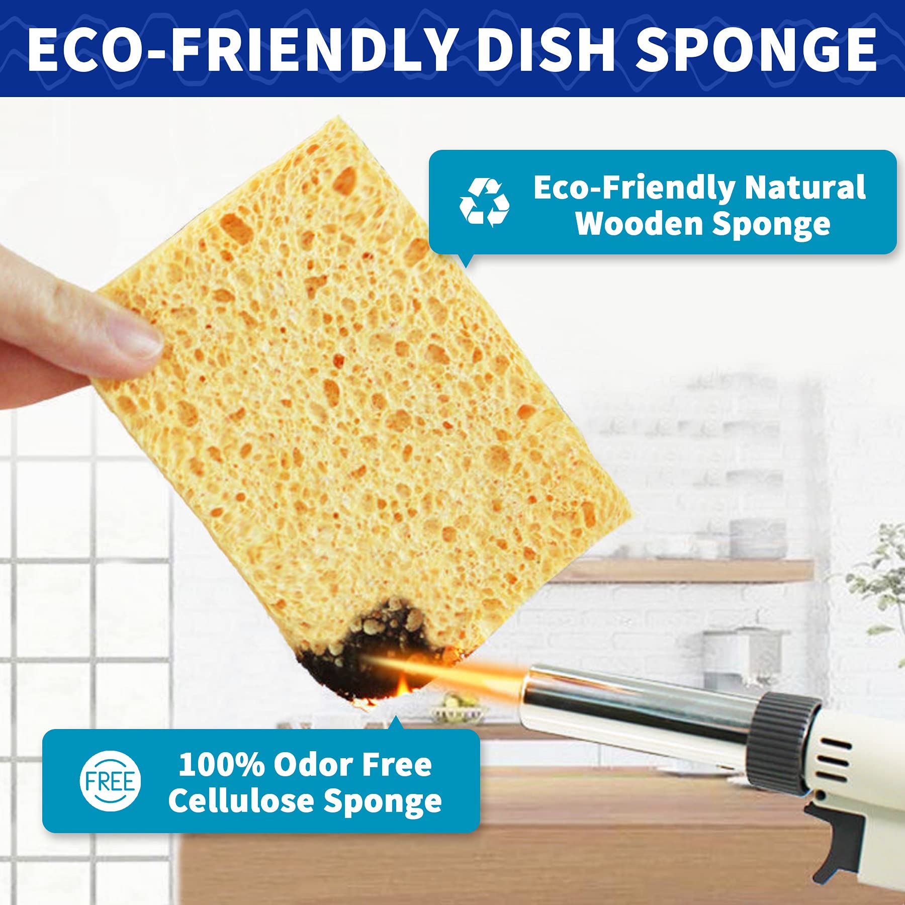 CELOX 24 Pack Large Kitchen Sponges - Super Absorbent Eco-Friendly Cellulose Dish Sponges for Cleaning Dishes, Countertops & More (4.5