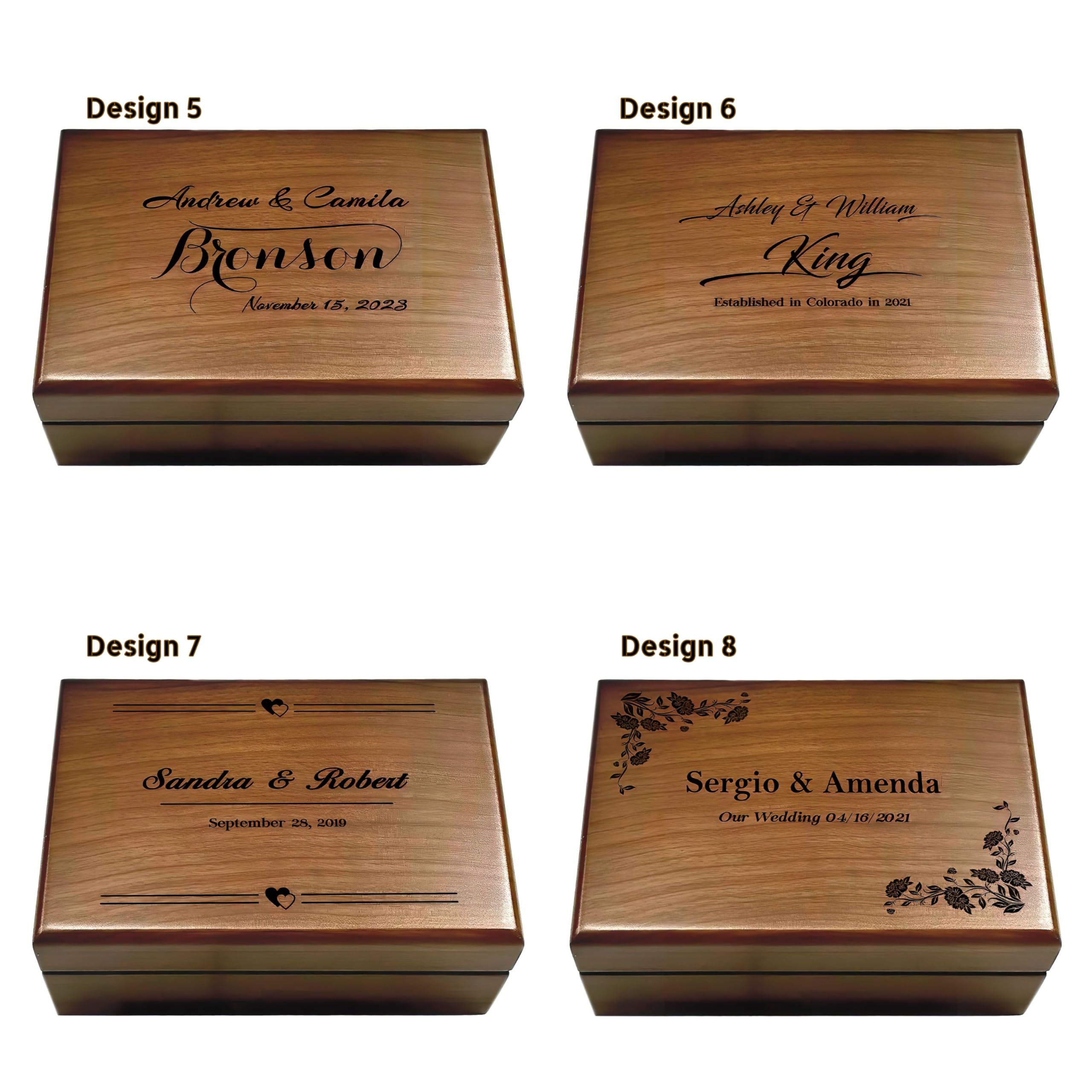Personalized Engraved Wooden Keepsake Box - Large Memory Box with Hinged Lid - Custom Wedding Gift for Couples - Perfect for Anniversary, Valentine's Day & Special Occasions