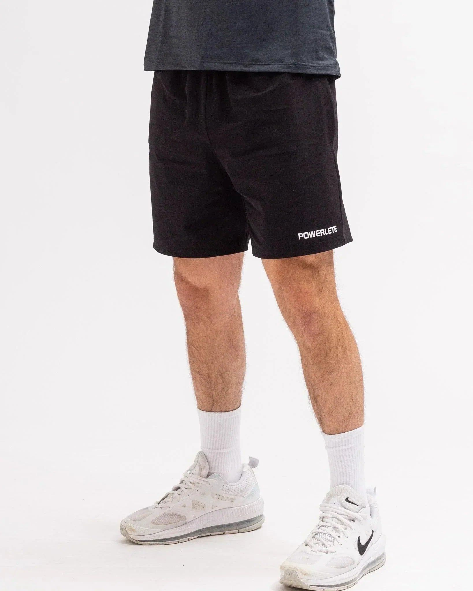 Powerlete Evolve Men's Workout Shorts - Breathable Gym Shorts for Running, Training & Fitness - Lightweight & Quick-Dry Activewear for Men (Black)