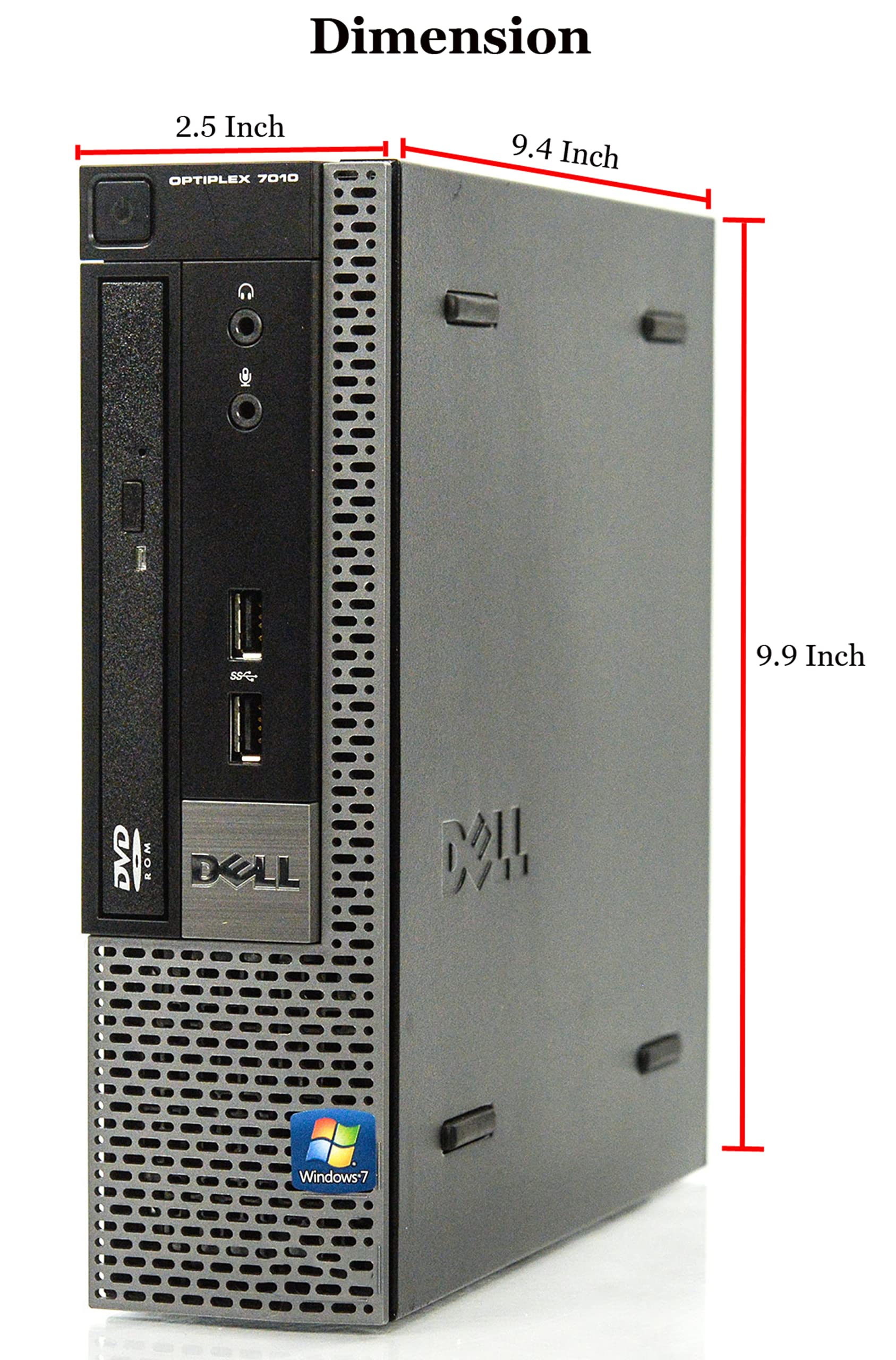 Refurbished Dell OptiPlex 7010 USFF Business Desktop PC - Intel Core i5-3470 3.2GHz, 8GB RAM, 120GB SSD, WiFi, Bluetooth, Win 10 Pro - Includes Wireless Keyboard & Mouse - Perfect for Home Office, Small Business & Remote Work