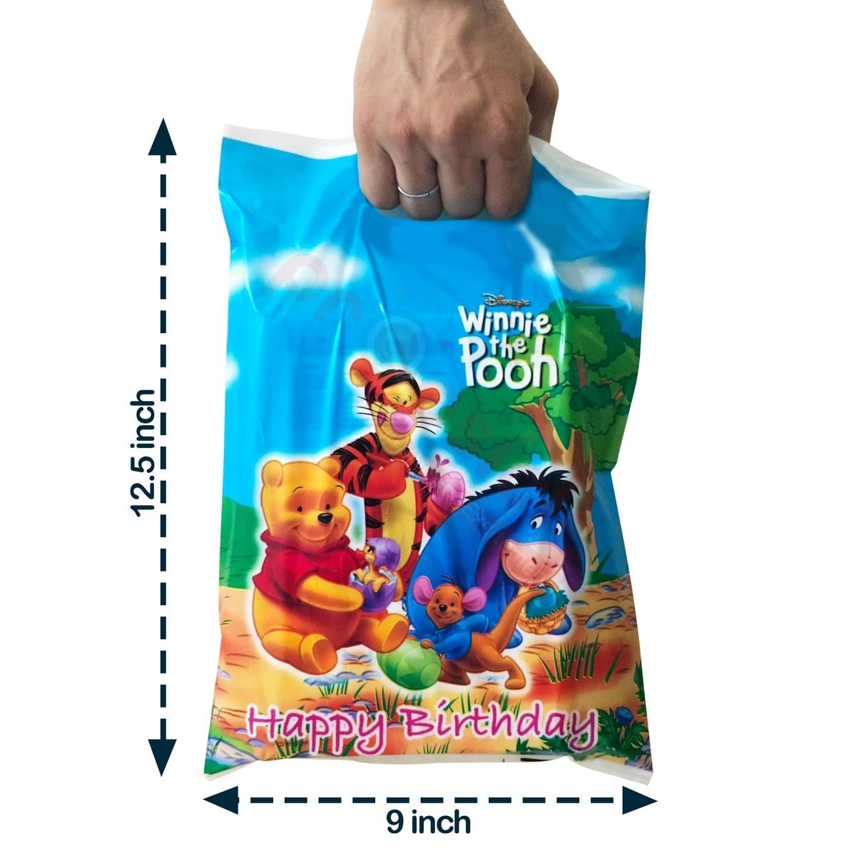 Winnie the Pooh Theme Blue Foil Goodie Bags - 10 Pack Birthday Party Favors for Kids, Baby Shower Return Gifts, Thank You Bags - Perfect for Disney Themed Parties, Baby Showers & Birthday Celebrations