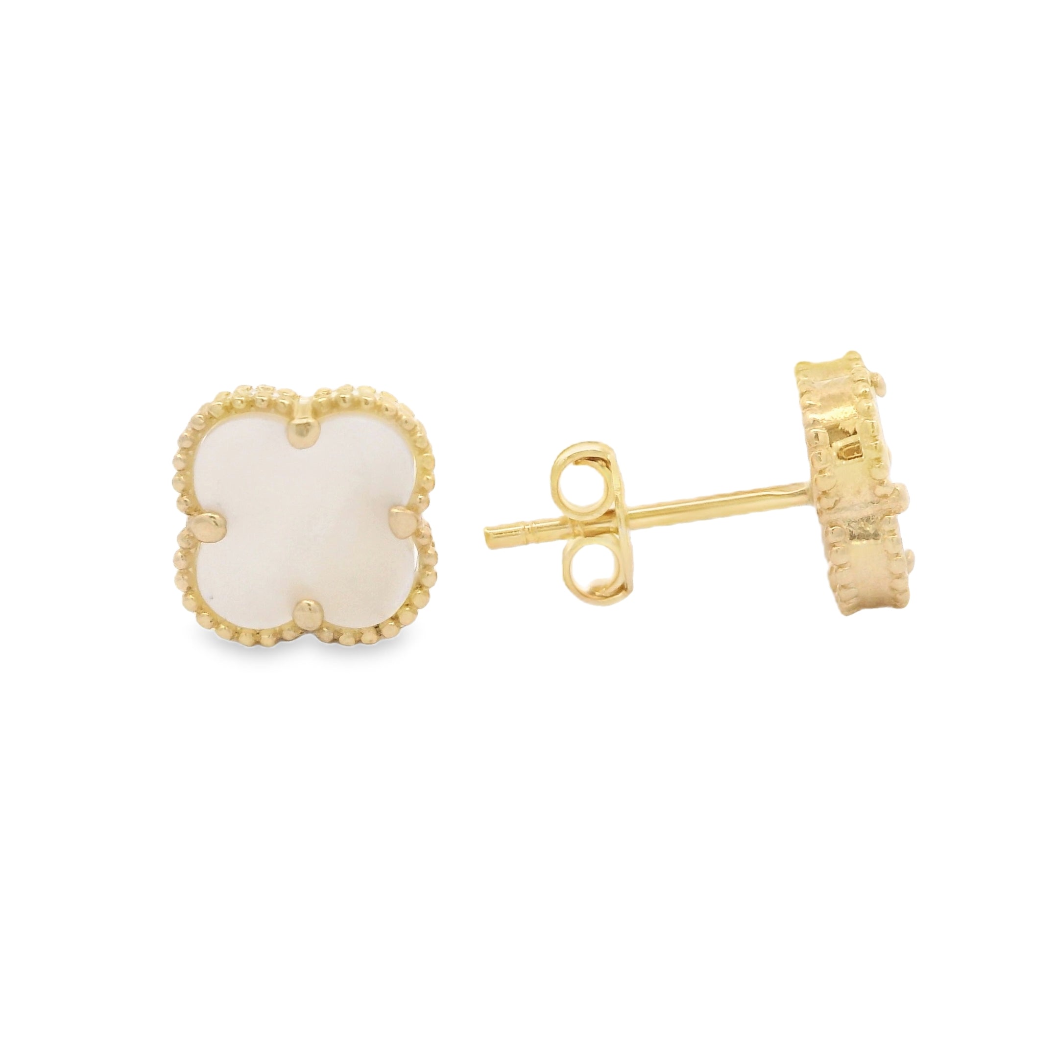 14K White Gold Clover Stud Earrings (8MM) - Elegant & Hypoallergenic Jewelry for Women - Perfect for Everyday Wear, Gifts & Special Occasions