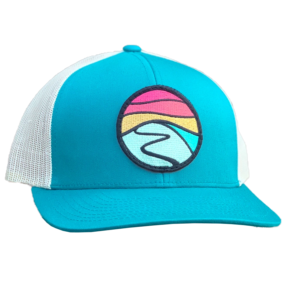 Hilltop Patch Curved Brim Trucker Hat - Vintage Style Adjustable Baseball Cap for Outdoor Activities, Hiking & Casual Wear