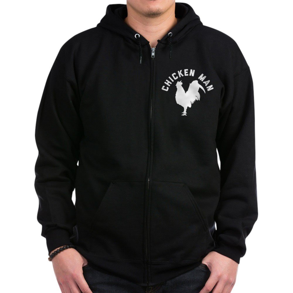CafePress Chicken Man Zip Hoodie for Men - Dark Color Full Zip Fleece Jacket | Comfortable Casual Wear for Outdoor Activities & Daily Use