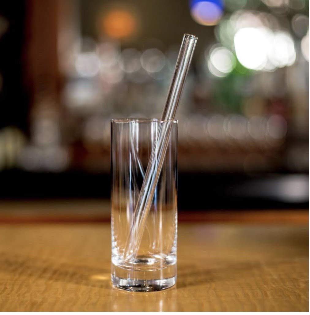 Eco-Friendly Clear Glass Straws - Pack of 4, Reusable & Made in USA - Perfect for Smoothies, Cocktails, and Iced Beverages