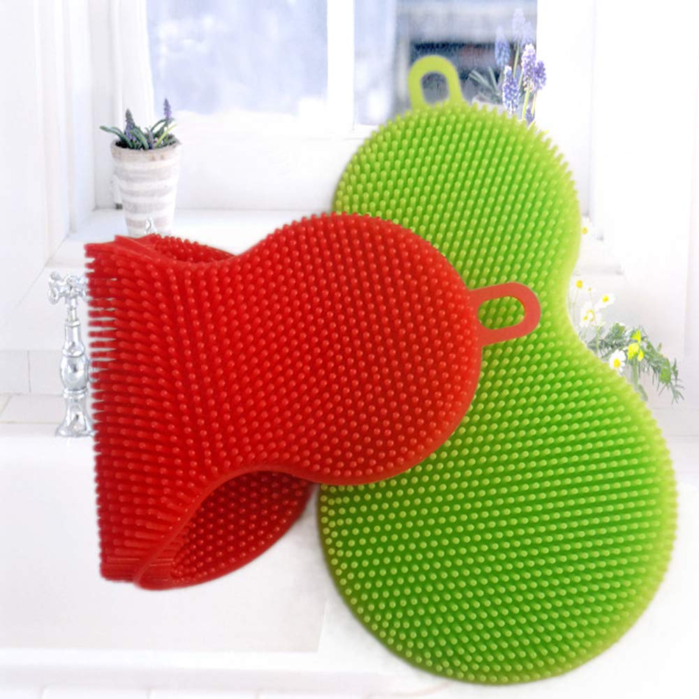 Food Grade Silicone Sponge Brush (3 Pack) - BPA Free, Heat Resistant for Dish Washing & Kitchen Cleaning