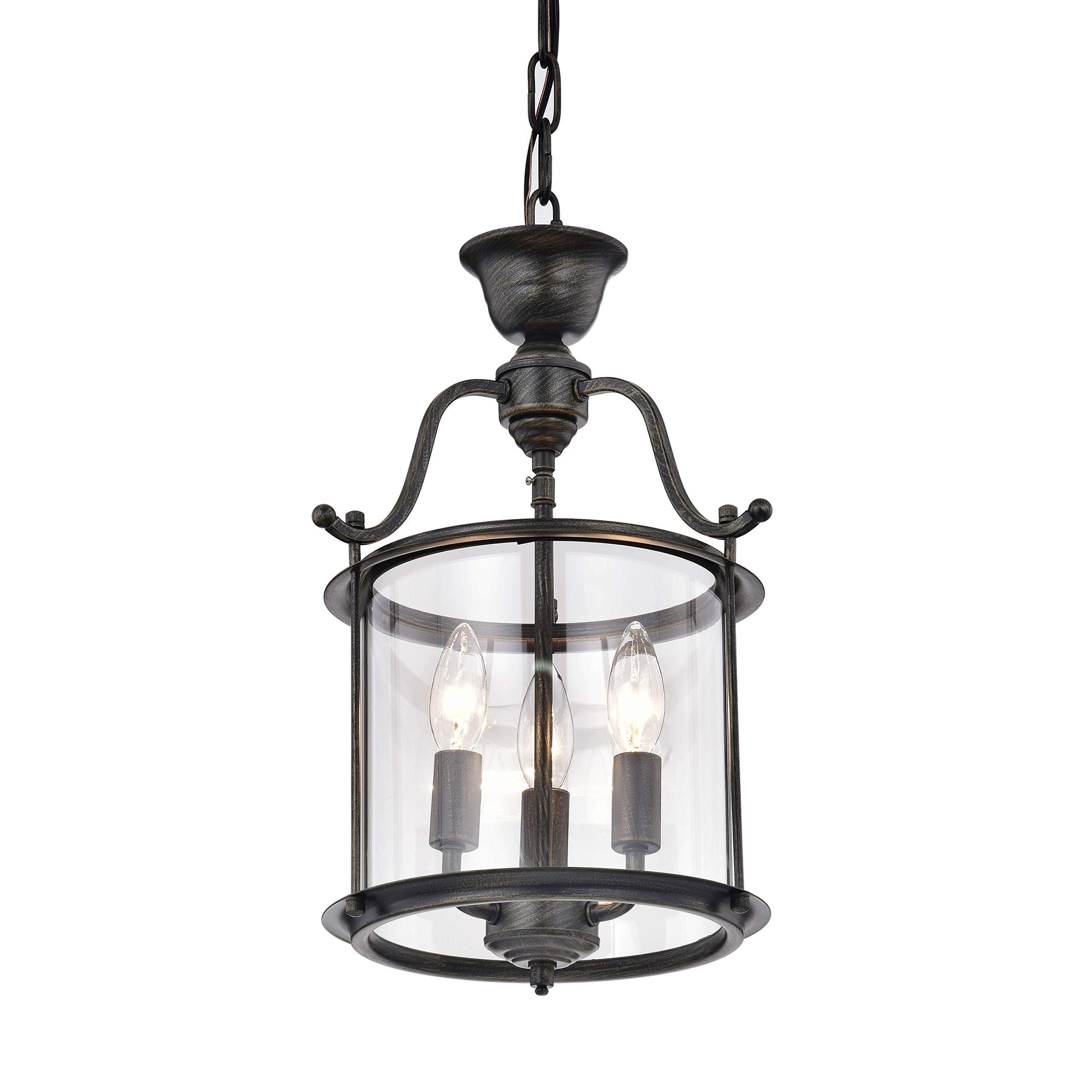 Carlota 3-Light Clear Glass Foyer Pendant Chandelier - Modern Entryway Lighting Fixture for Hallway, Staircase & Dining Room Decor