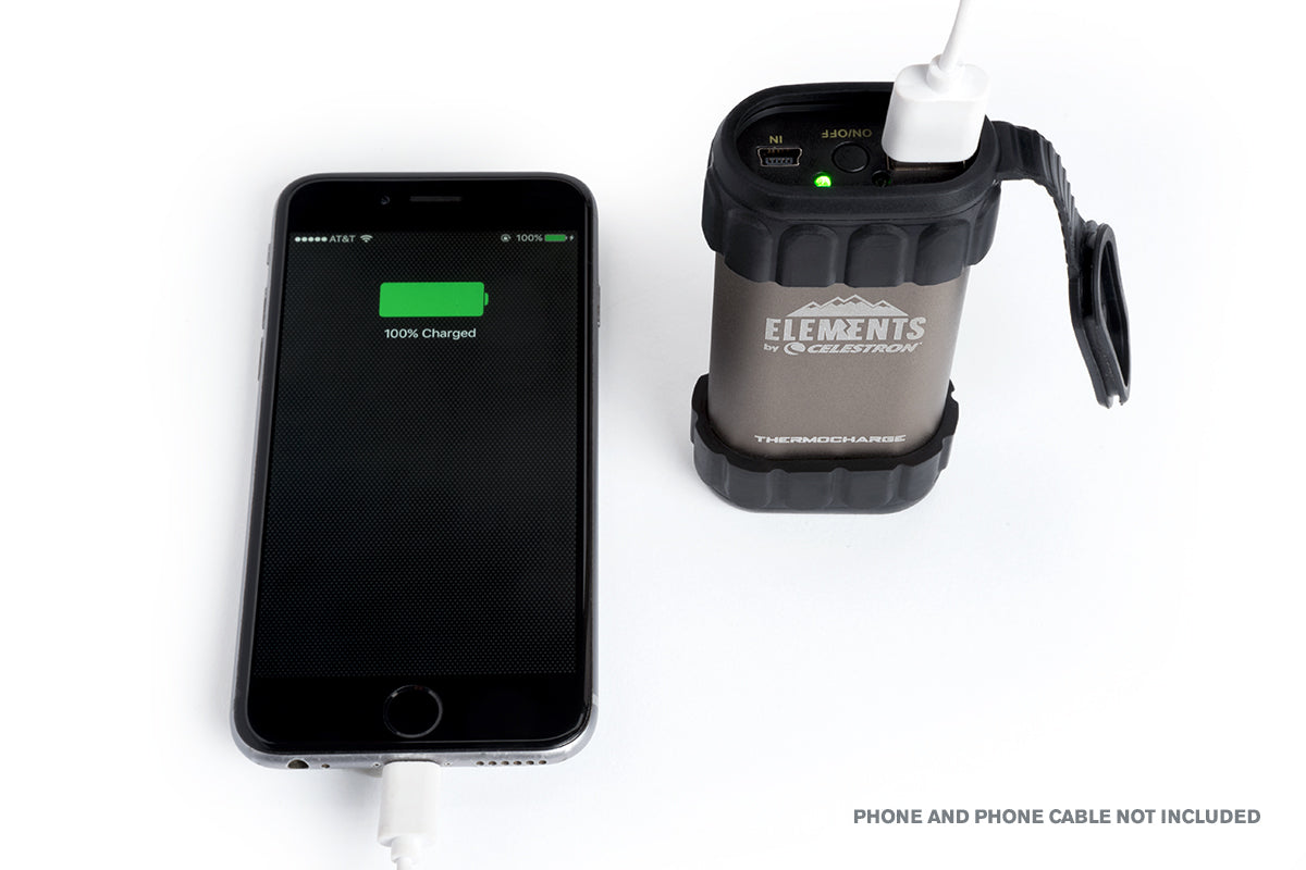 Celestron Elements ThermoCharge - Portable Hand Warmer & USB Power Bank for Outdoor Activities, Camping, Hiking, and Winter Sports