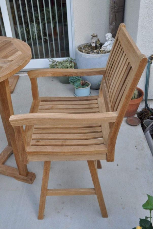Anderson Teak Rialto Swivel Bar Armchair CHB S087 - Premium Outdoor Patio Bar Stool for Poolside, Deck, and Garden Relaxation