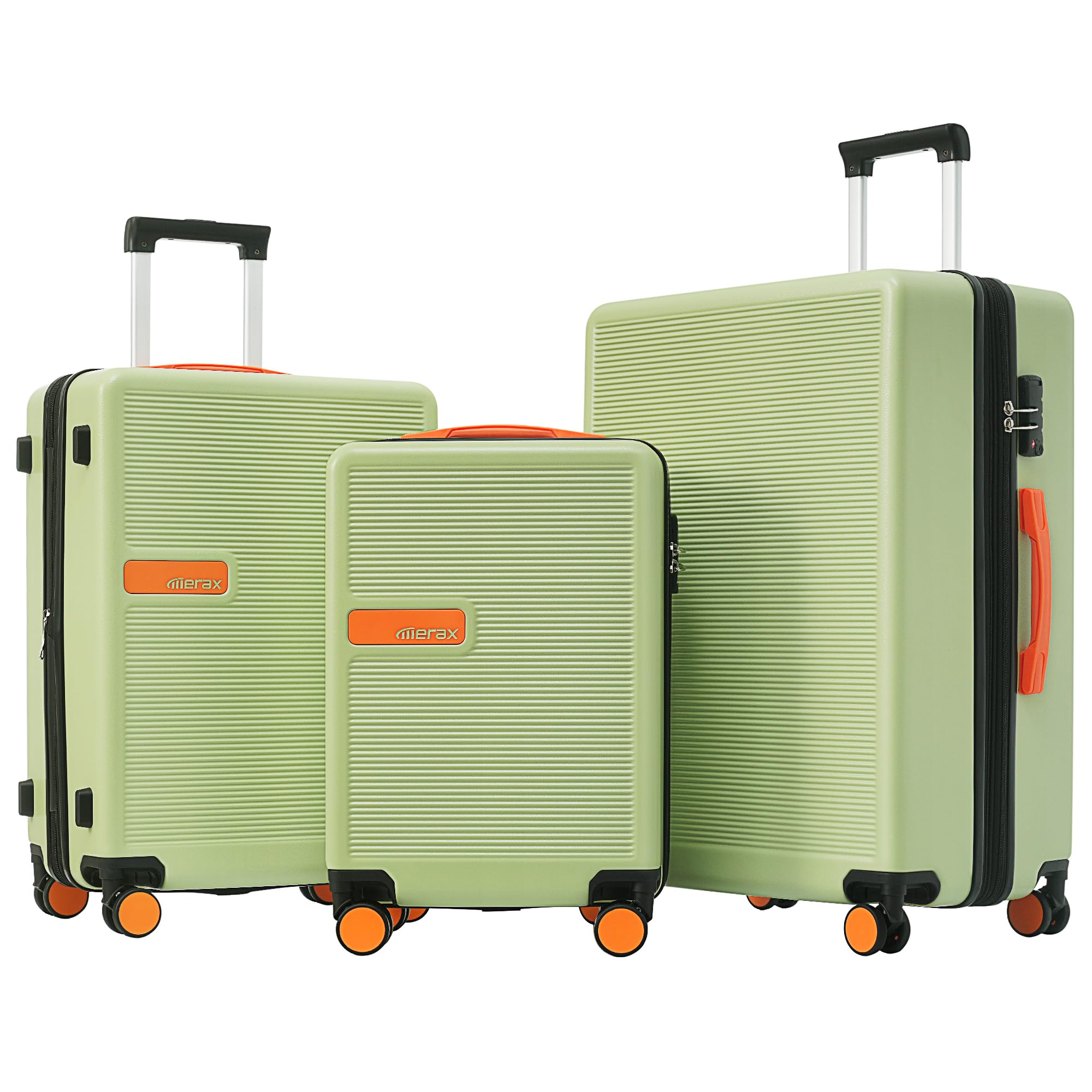 Merax 3-Piece Lightweight Hardside Luggage Set with TSA Lock, Expandable Spinner Suitcases in Green - Perfect for International Travel, Family Vacations & Business Trips