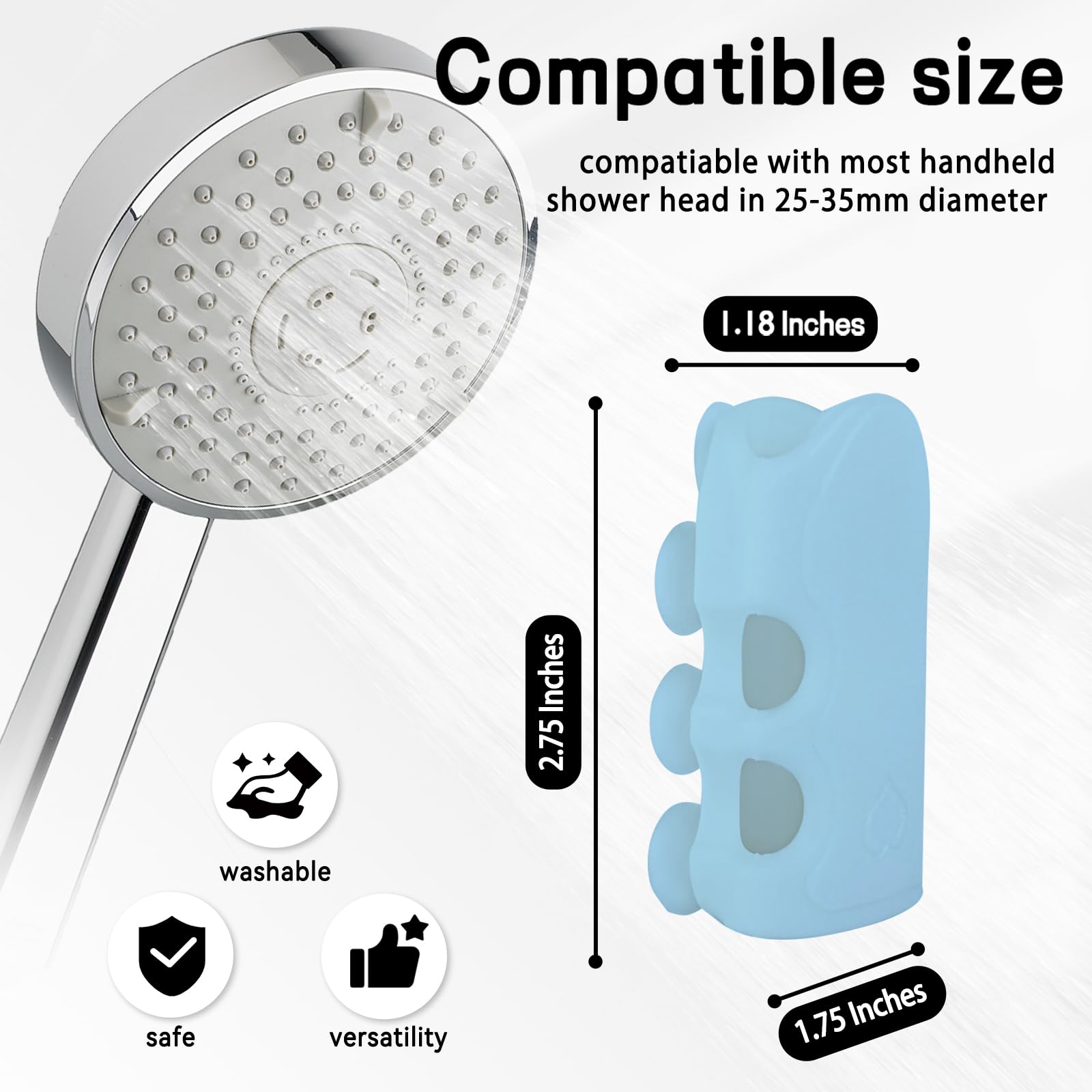 Universal Suction Cup Shower Head Holder - Wall Mount, Non-Drill, Relocatable Silicone Bracket for Handheld Shower (4Pcs, Blue) - Perfect for Bathroom, RV, and Camping Showers