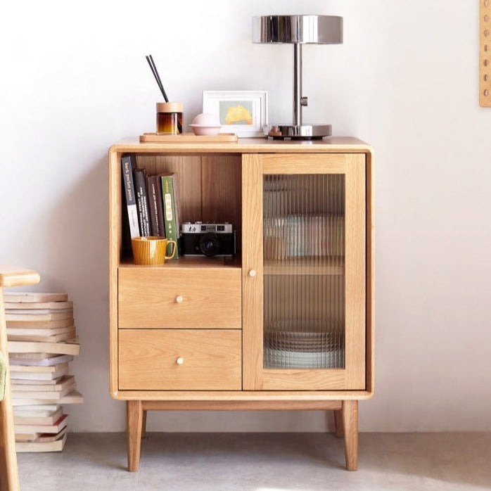 Solid Oak Wood Side Cabinet - Rustic Home Storage for Living Room, Bedroom & Entryway - Perfect for Organizing Books, Decor & Essentials
