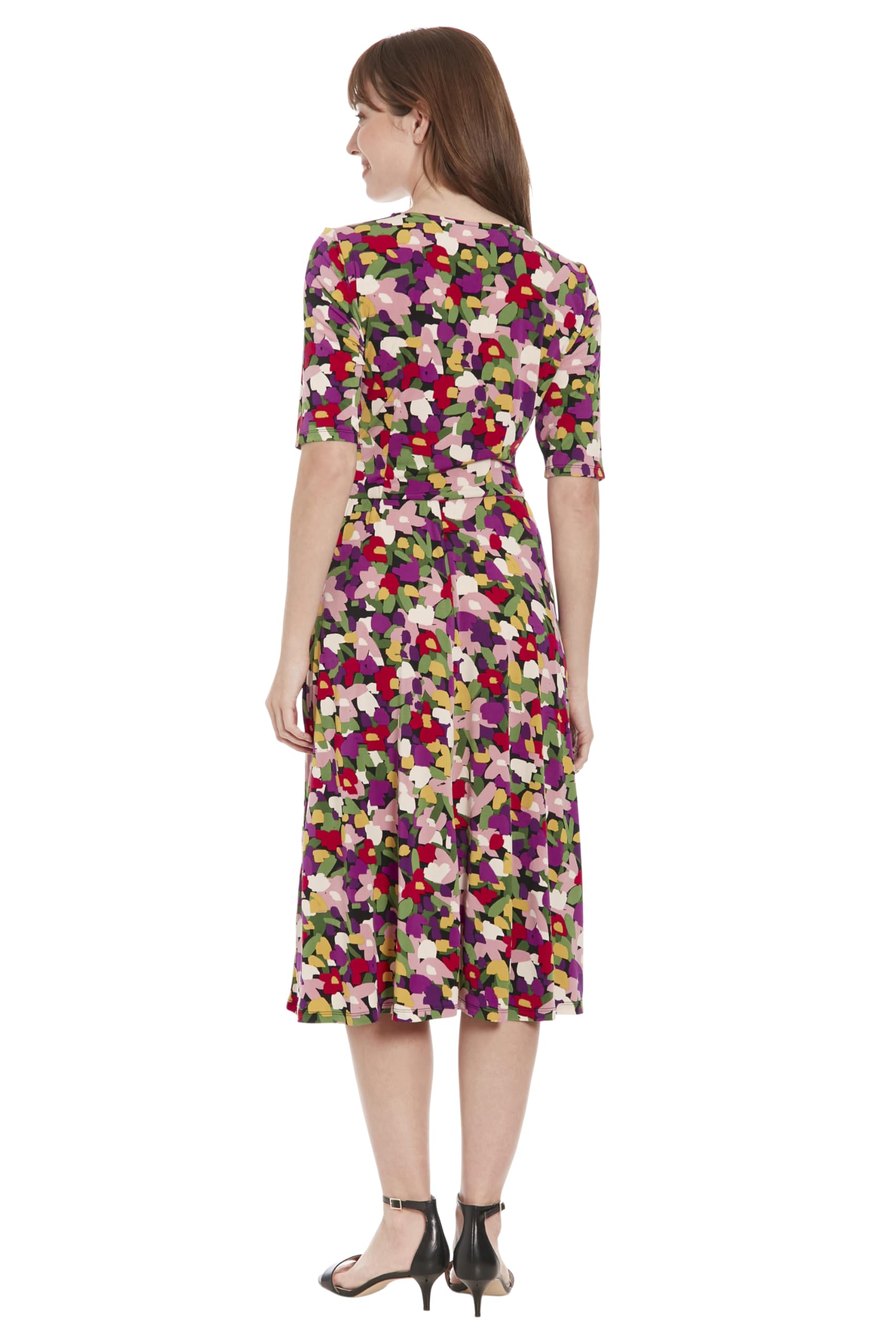 London Times Floral Wrap Dress for Women - Elegant Bridal Shower, Cocktail Party, Wedding Guest & Work Attire | Perfect for Formal Events, Office Wear & Special Occasions