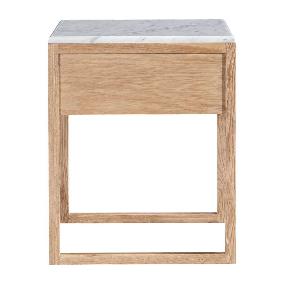 Avalon Marble Rattan Bedside Table - Modern Nightstand with Storage Shelf for Bedroom, Living Room & Guest Room - Stylish and Functional Home Decor