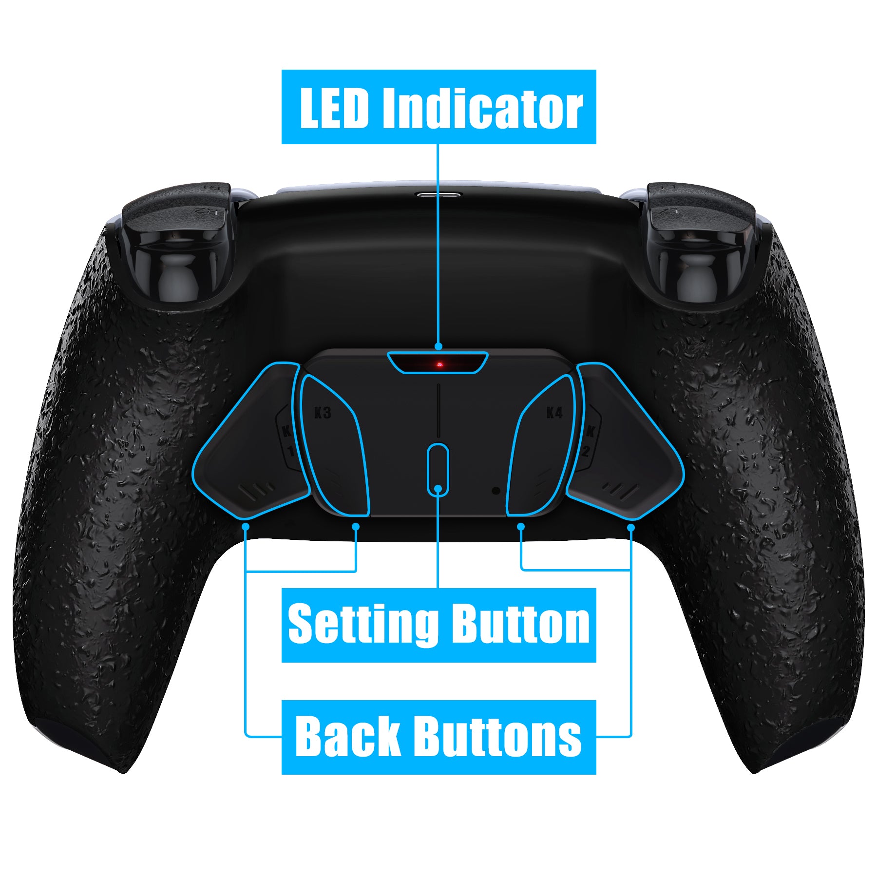 eXtremeRate Remappable RISE4 Remap Kit for PS5 Controller BDM 010/020 - Textured Black Back Buttons | Customizable Gaming Controller Mod | Perfect for FPS, Racing & Competitive Gaming