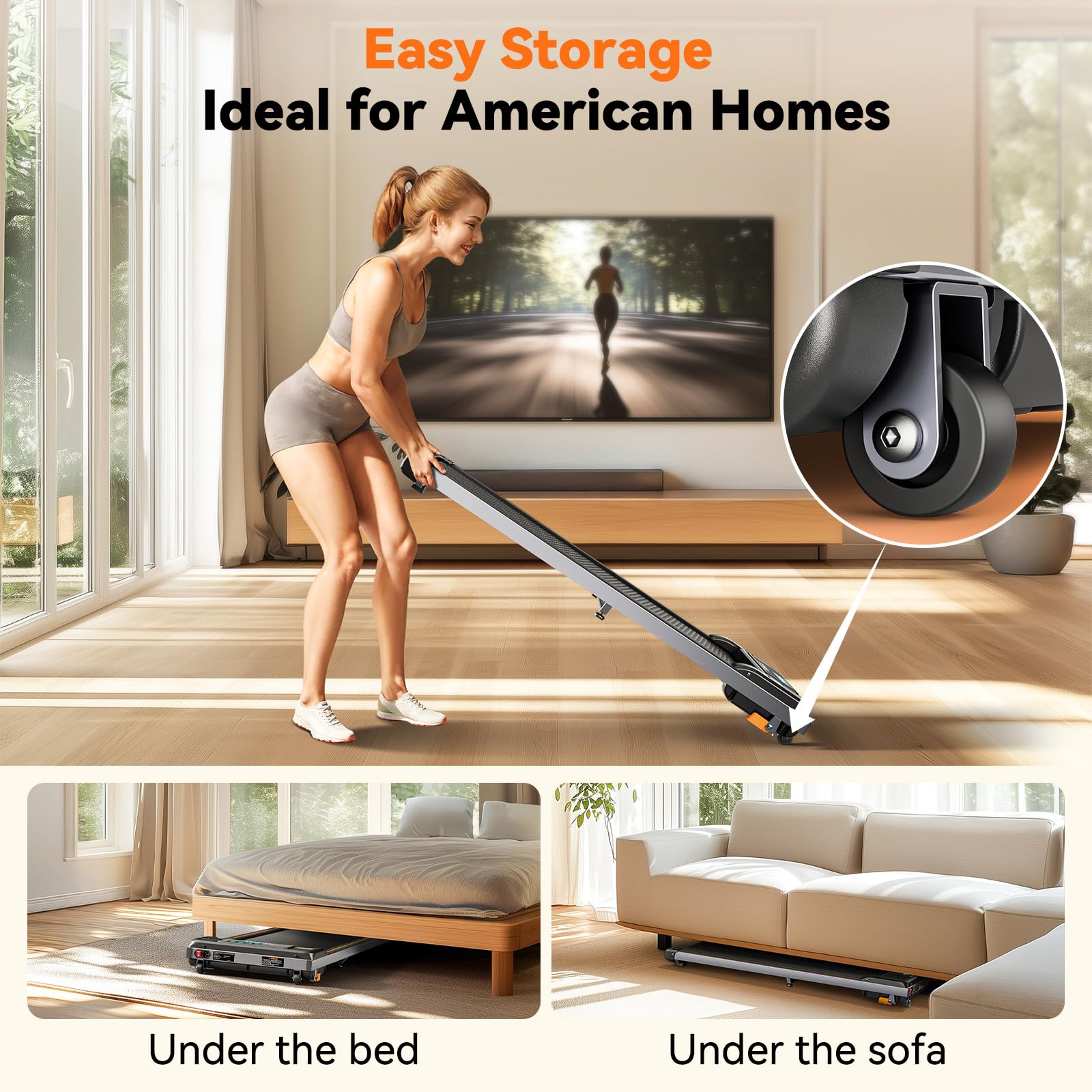 Under Desk Treadmill for Home Office - Portable Walking Pad with Incline, 3-in-1 Mini Treadmill for Walking, Jogging & Running - Compact 2.5HP Machine for Small Spaces - Perfect for Home Gym, Workouts & Remote Work Fitness