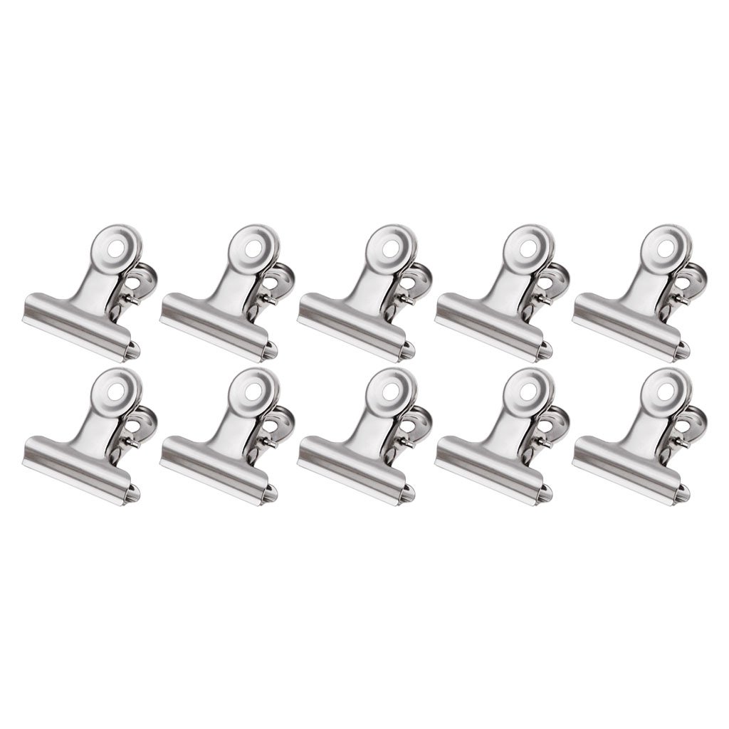 10 Pack Heavy Duty Metal Binder Clips - 1.22 Inch (3.1cm) Bulldog Clips for Office, School, Kitchen - Perfect for Organizing Documents, Sealing Food Bags, Holding Tickets & Papers