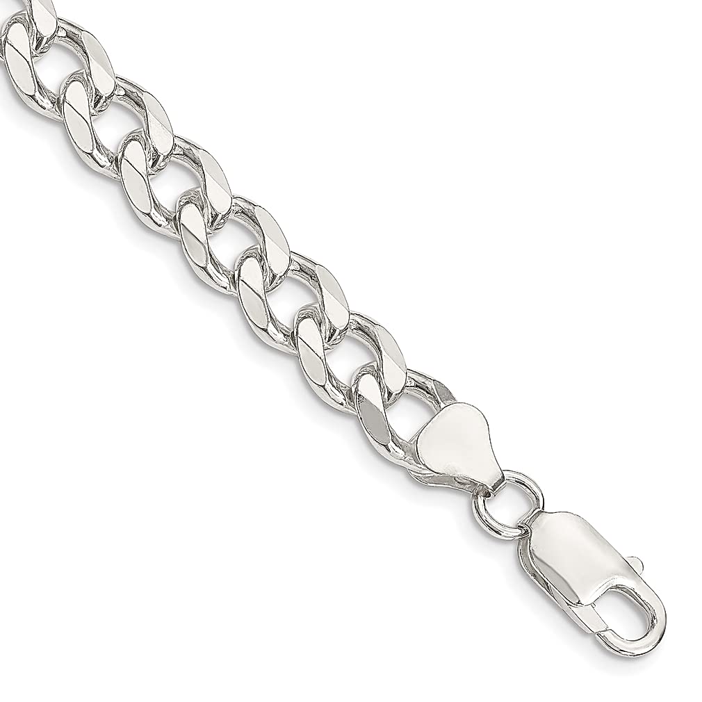 925 Sterling Silver 8mm Link Curb Bracelet Chain - 7 Inch Beveled Fine Jewelry for Women | Elegant Gift for Her | Perfect for Everyday Wear, Special Occasions & Anniversary Gifts