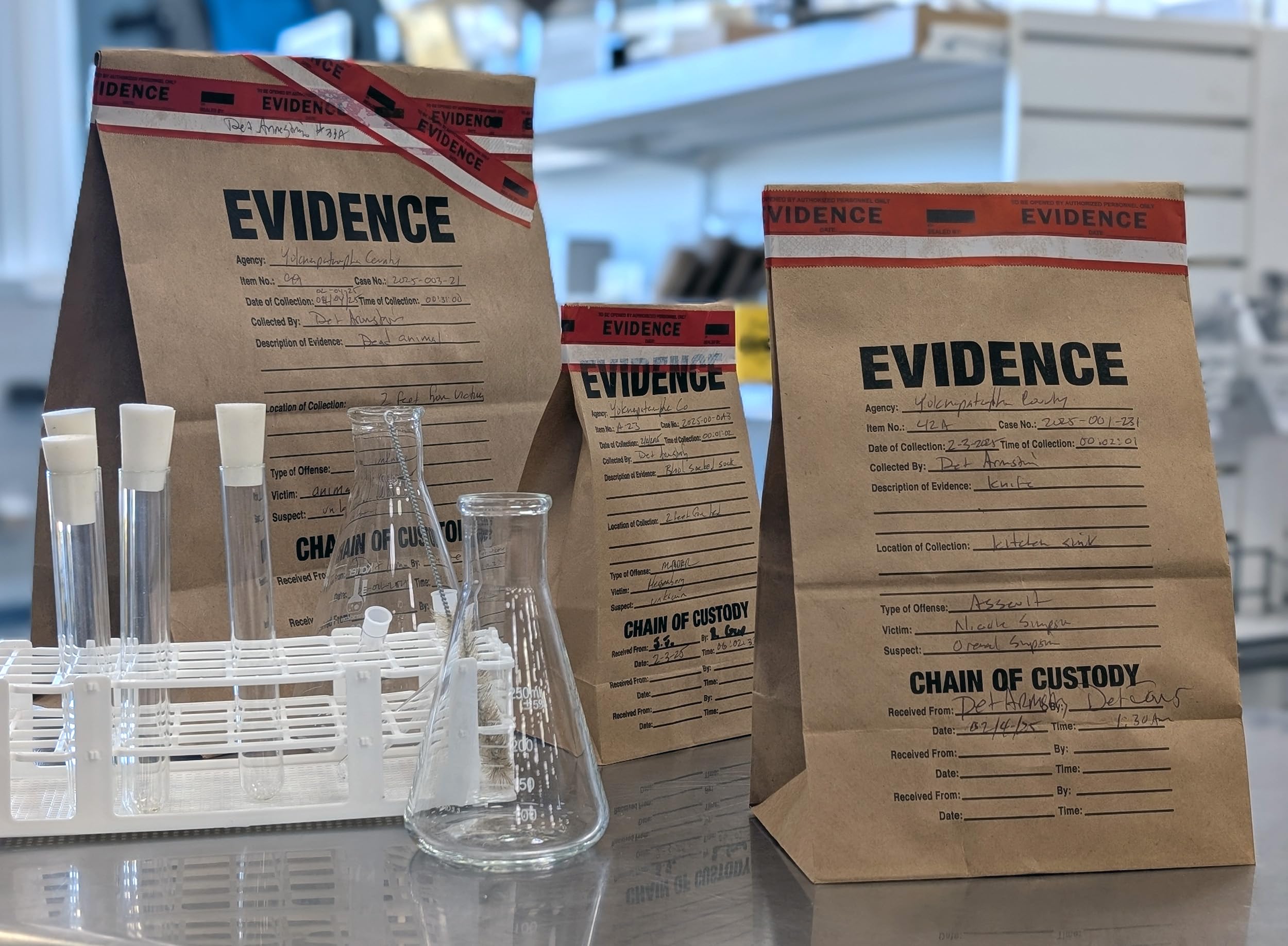 Crime Scene Paper Evidence Bags - Medium Size, 100-Pack | Tamper-Proof Forensic Evidence Collection | Perfect for Police Investigations, Crime Labs & Legal Documentation