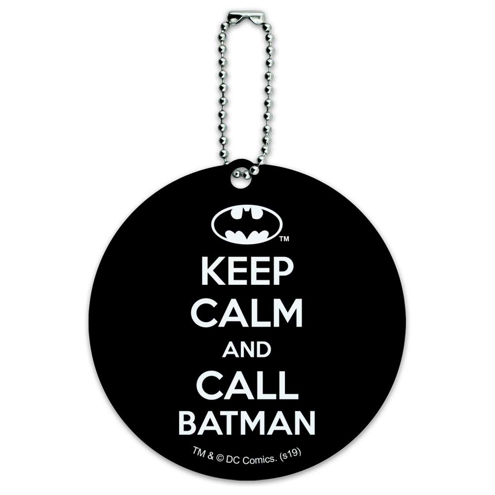 Batman Keep Calm and Call Round Luggage ID Tag - Durable Suitcase Identification Card for Carry-On Bags - Perfect for Travel, Business Trips & Vacation