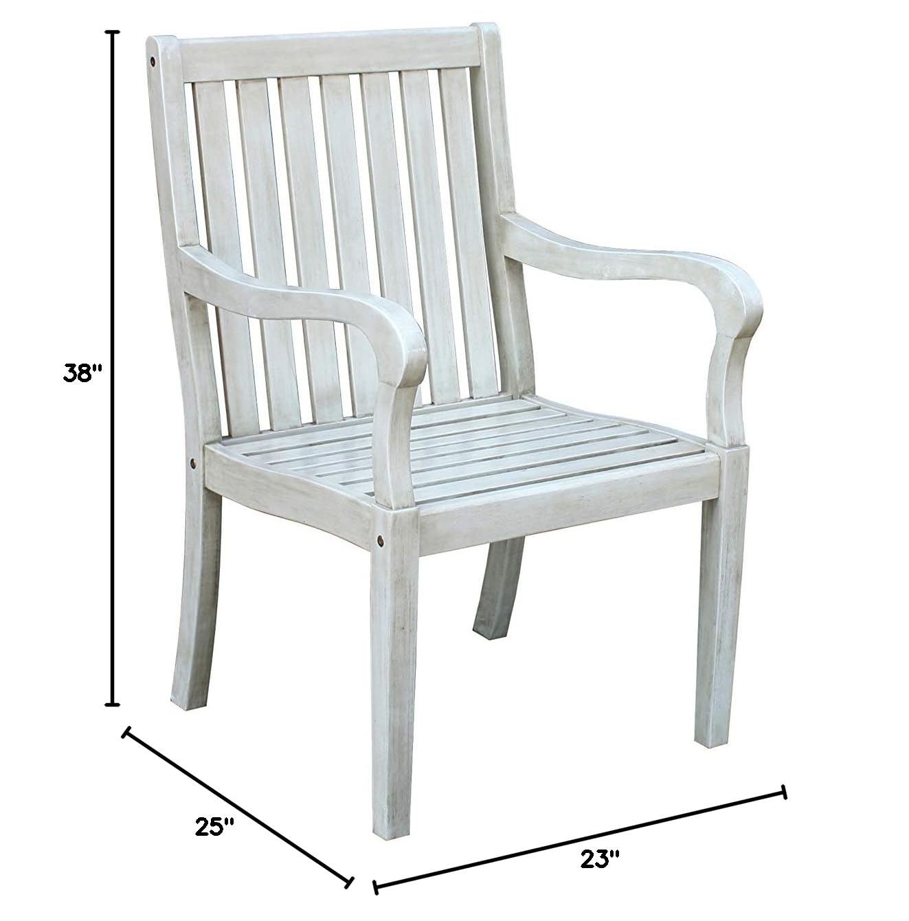 Pebble Lane Living Captains Dining Chairs Set of 2 - Light Gray Solid Wood with Rounded Arms & All-Weather Upholstery - Perfect for Kitchen, Dining Room, or Outdoor Patio Furniture