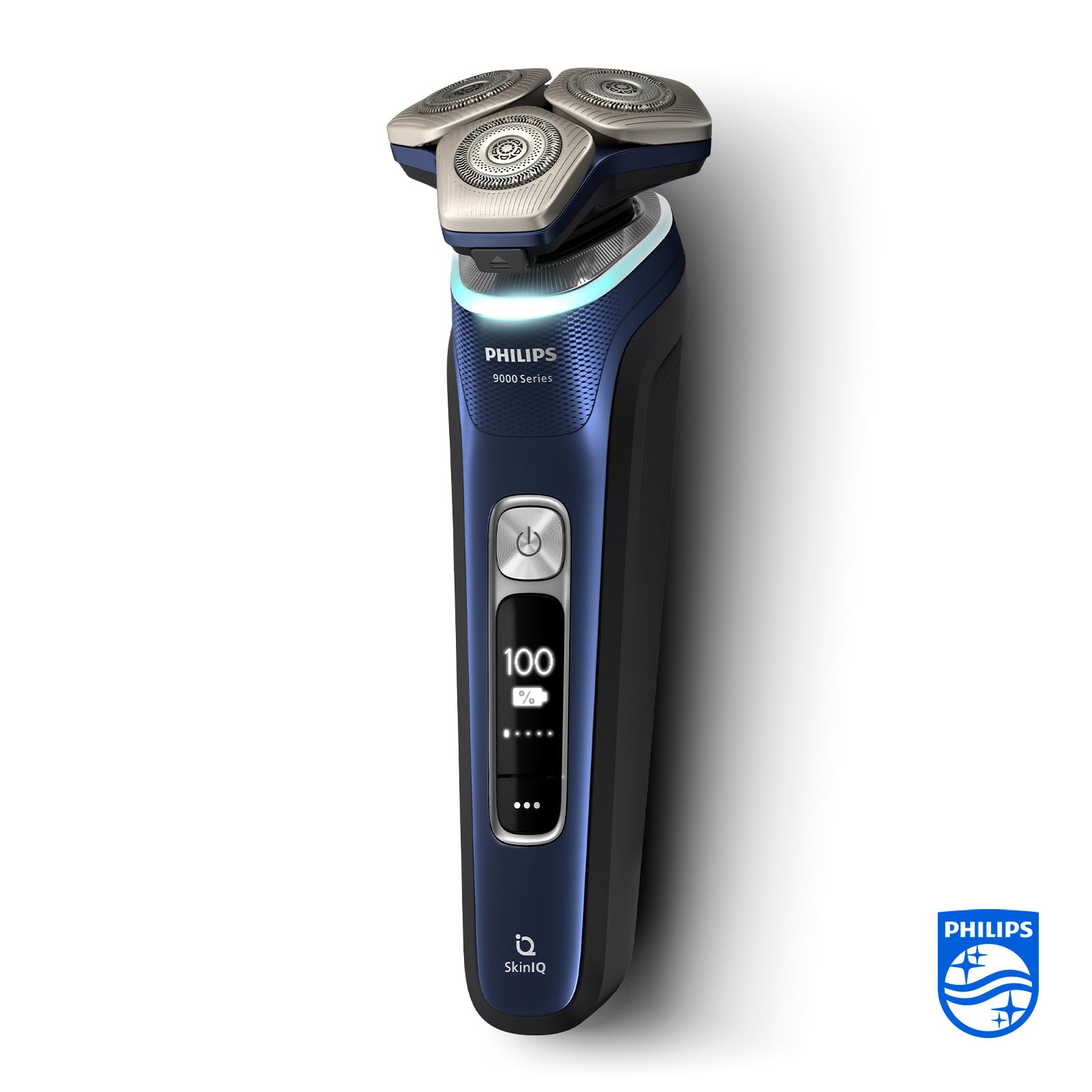 Philips Series 9000 Wet & Dry Electric Shaver for Men (Model S9980/74) - Blue Rechargeable Razor with SkinIQ Technology, Lift & Cut System, Pop-up Trimmer, Beard Styler, Charging Stand & Travel Case - Perfect for Home, Travel & Daily Grooming Routine