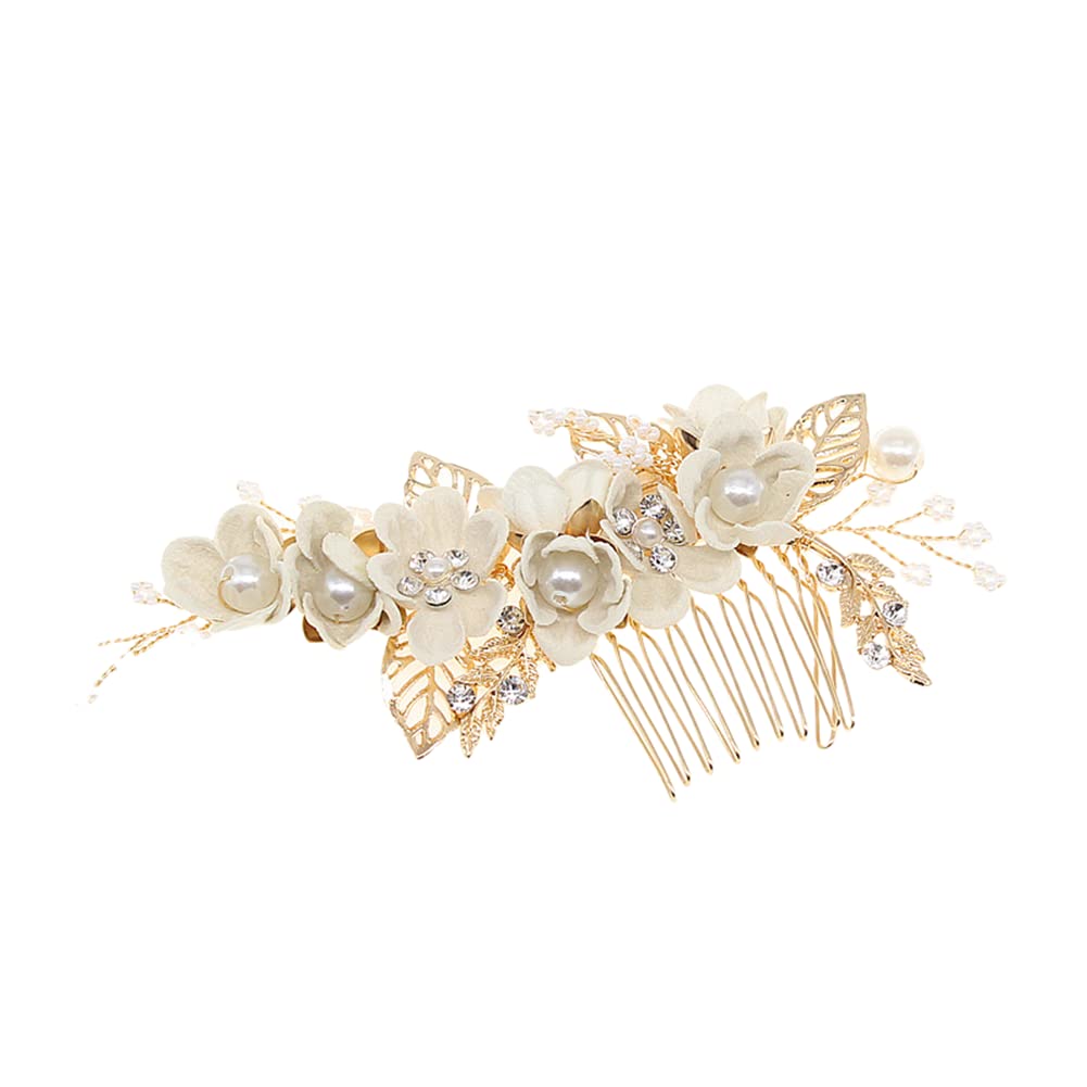 Vintage Pearl Flower Hair Side Combs for Women & Girls – Elegant Bridal Hair Clips, Wedding & Bridesmaid Hair Accessories (White) | Perfect for Weddings, Proms, Parties & Special Occasions