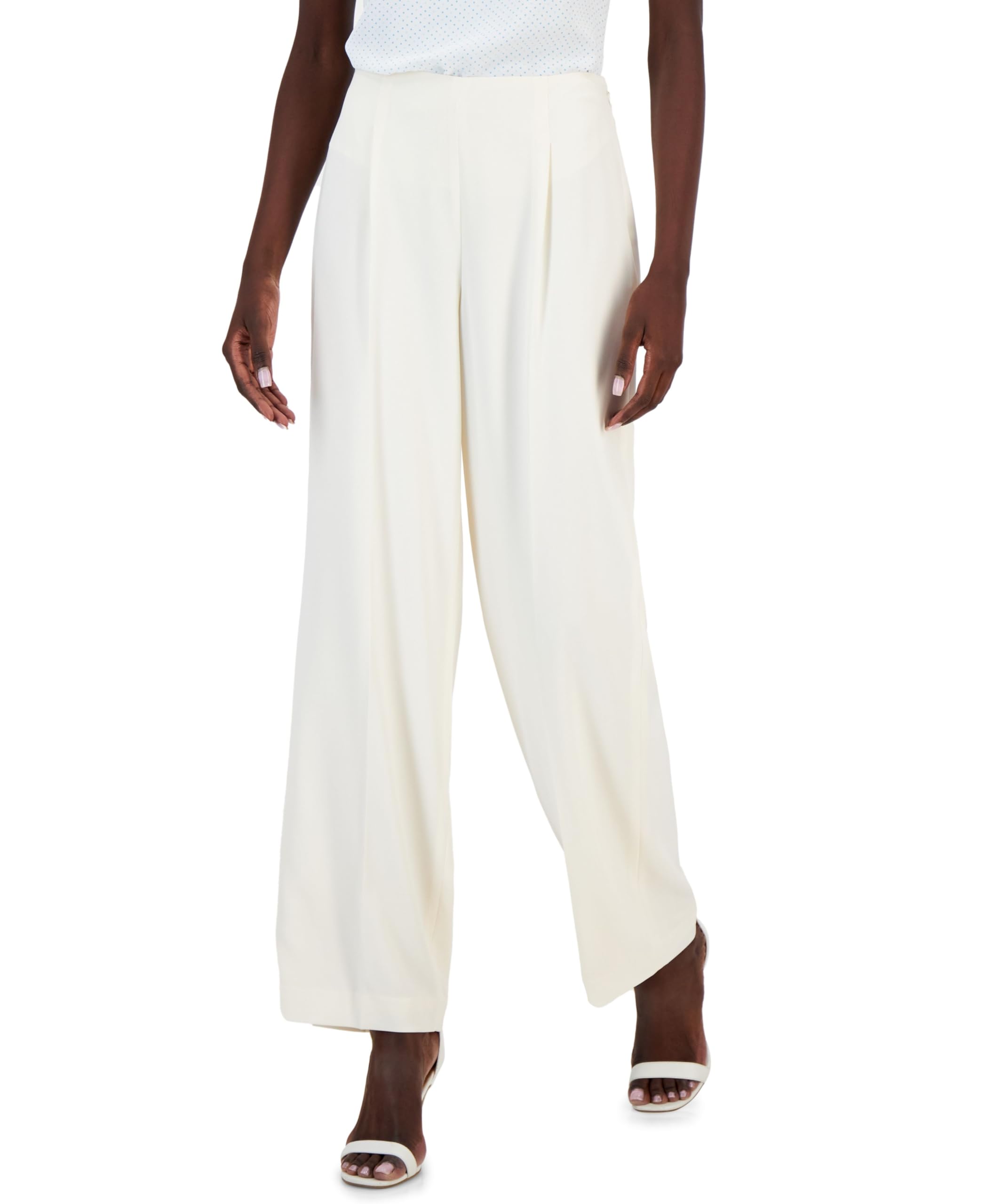 Anne Klein Women's Side-Zip Hollywood Waist Pants - Comfortable Stretch Work Pants for Office & Business (Anne White, Size 8) | Perfect for Professional Wear, Business Meetings & Office Outfits