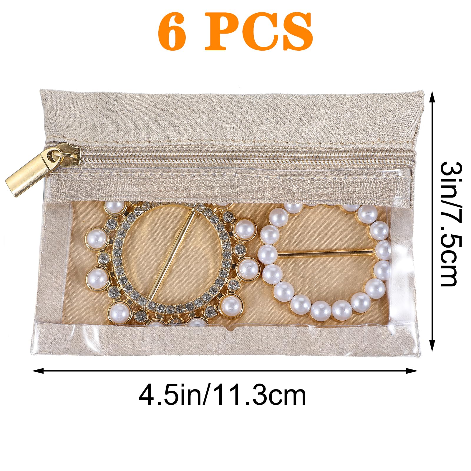 6-Piece Velvet Jewelry Organizer with Zipper Pockets - Portable Travel Jewelry Case for Rings, Earrings & Necklaces - Women's Jewelry Storage Bag (Beige) | Perfect for Travel, Gifts & Daily Accessory Organization