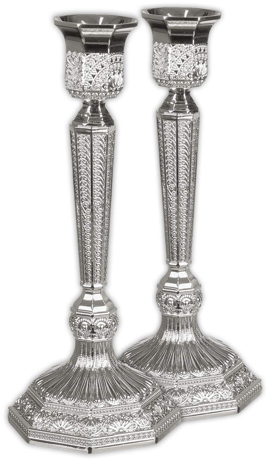 Silver Plated Filigree Candle Holders 7.5