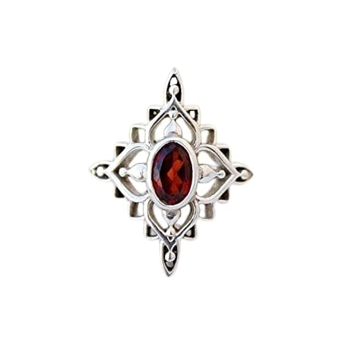 Gorgeous Handmade Sterling Silver Garnet Ring – January Birthstone, Boho Jewelry for Women, Dainty Flower Design, Perfect for Everyday Wear & Engagement