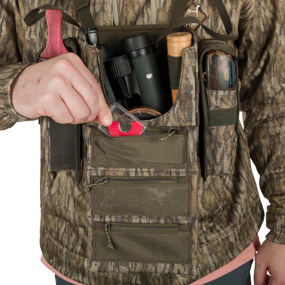 Drake Waterfowl Ol' Tom Turkey Camo Chest Pack Bino Harness - Mossy Oak Bottomland Camouflage for Hunting Gear - Perfect for Turkey Hunting, Bird Watching & Outdoor Adventures