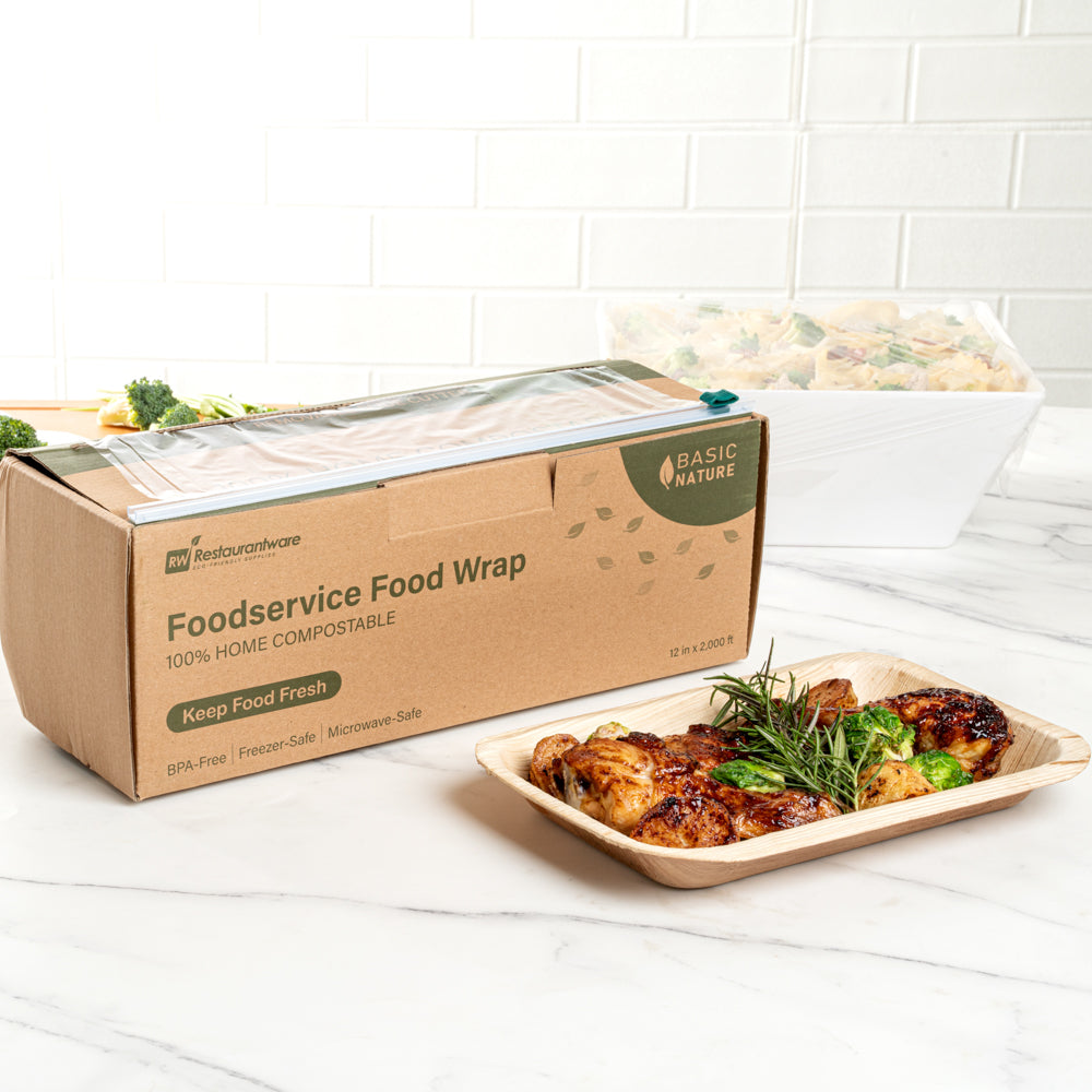 Eco-Friendly Clear Plastic Food Wrap - BPA Free, Microwave Safe, Home Compostable | 12