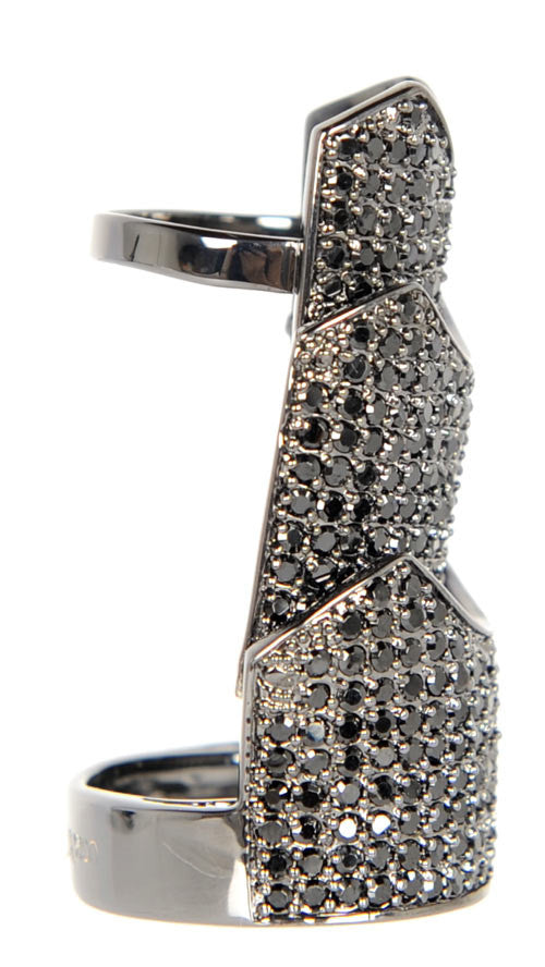 Pave Hinge Ring in Jet Black - Elegant Adjustable Jewelry for Women | Perfect for Weddings, Parties & Everyday Wear