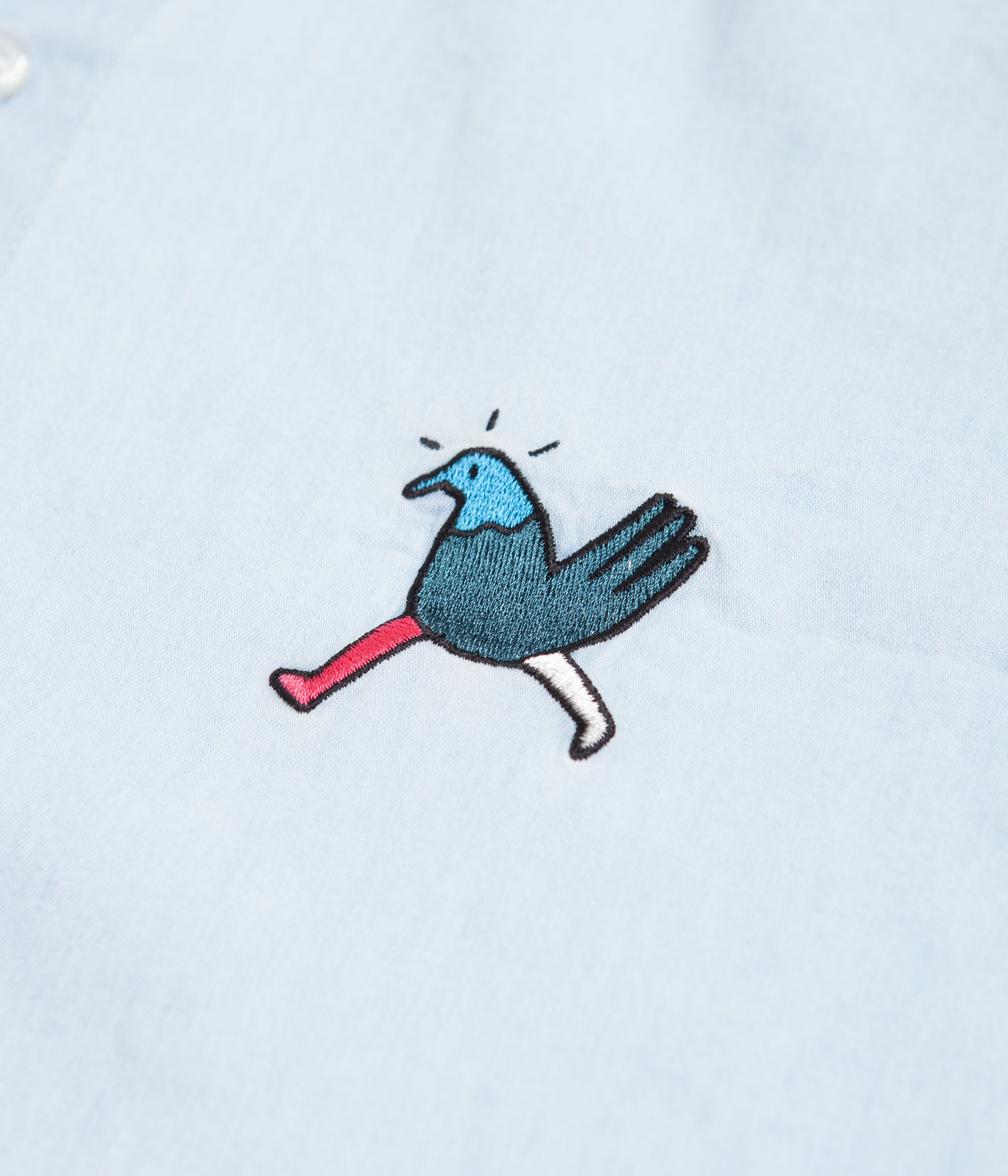Parra Annoyed Chicken Graphic T-Shirt - Vintage Bleached Denim Shirt for Men & Women - Casual Streetwear & Urban Fashion