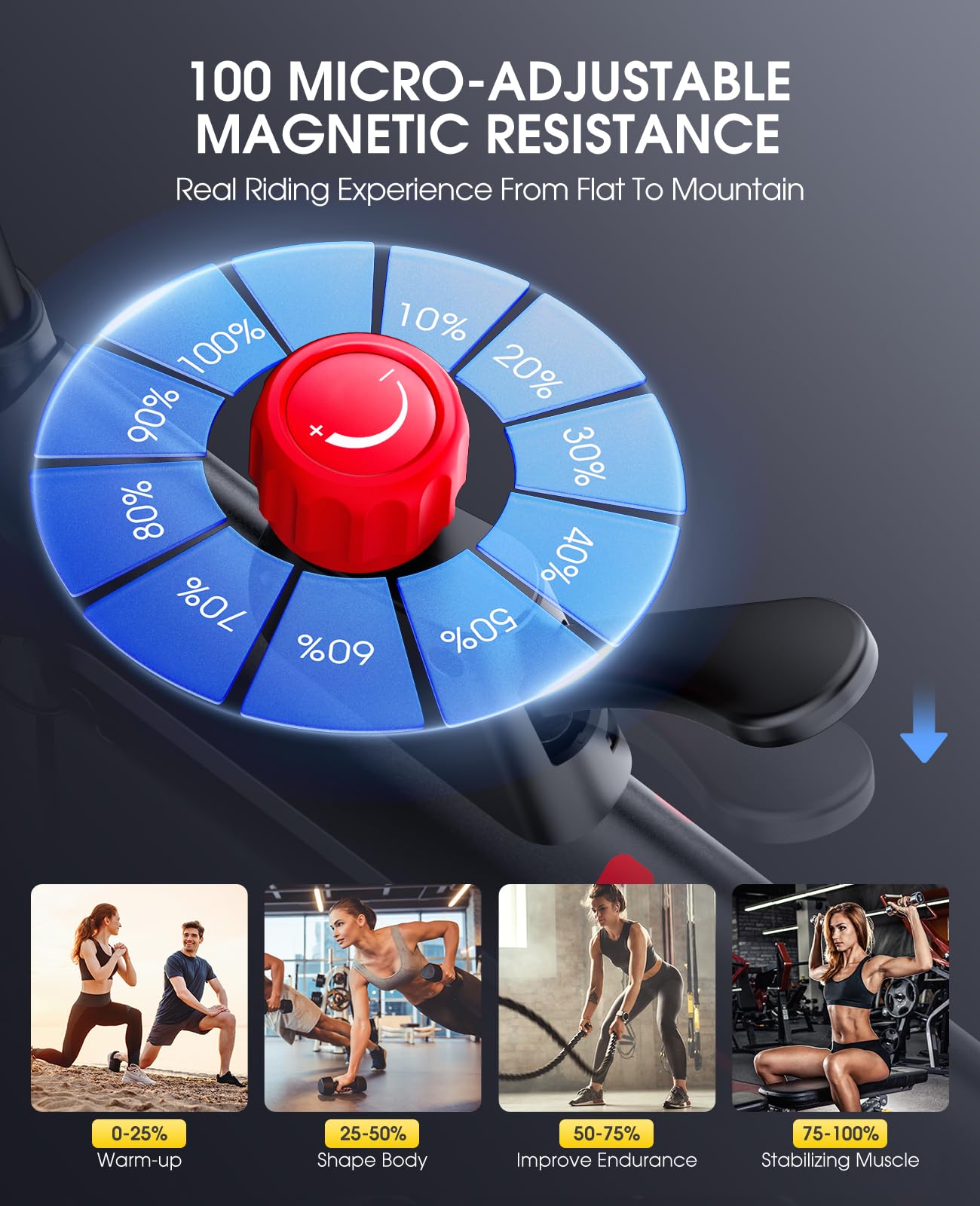 Premium Magnetic Resistance Exercise Bike with Exclusive App - 330LBS Capacity Indoor Cycling Bike with LCD Monitor, Tablet Holder & Silent Belt Drive - Perfect for Home Gym, Cardio Workouts & Spin Classes