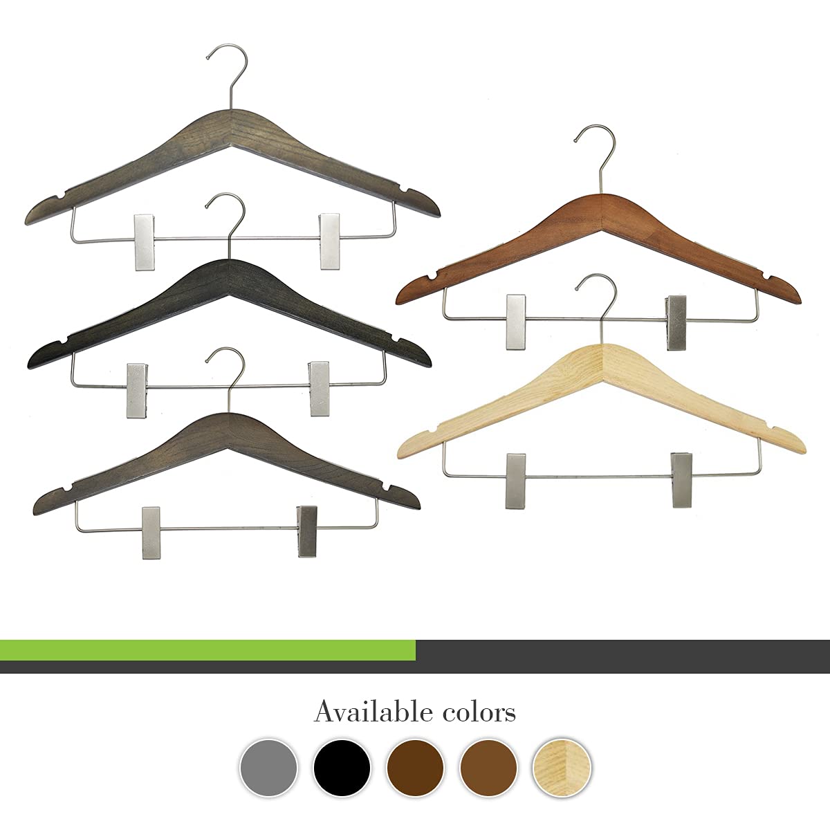Premium Slim Wooden Hangers with Clips - Heavy Duty Pants & Skirt Hangers for Coats, Dresses - Non-Slip Space Saving Closet Organizer (Natural Wood, Set of 24) - Perfect for Wardrobe Organization & Closet Storage Solutions