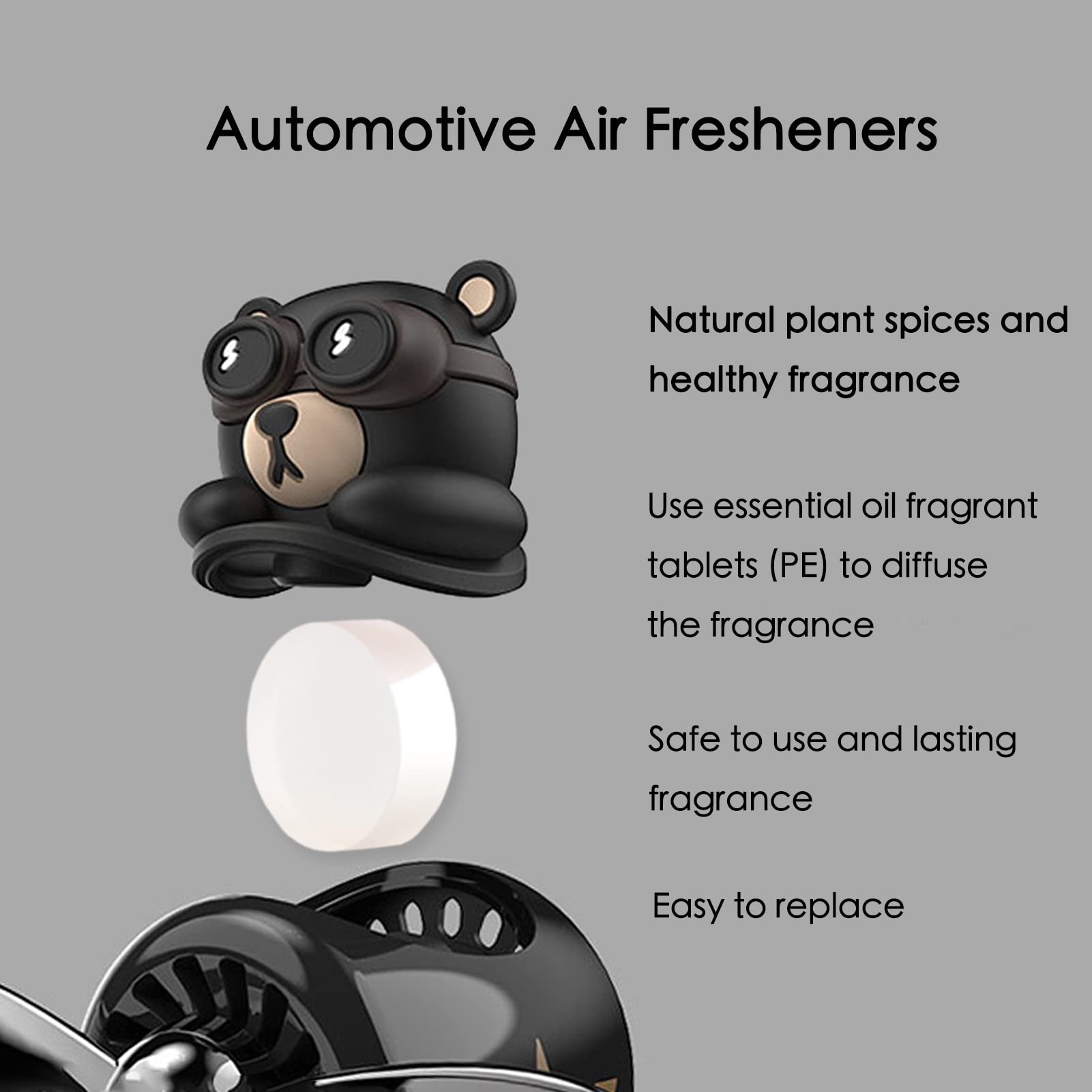 Pilot Bear Car Air Freshener - Cute Rotating Propeller Diffuser, Cartoon Automotive Air Vent Perfume Decor - Perfect for Cars, Trucks & Office Spaces