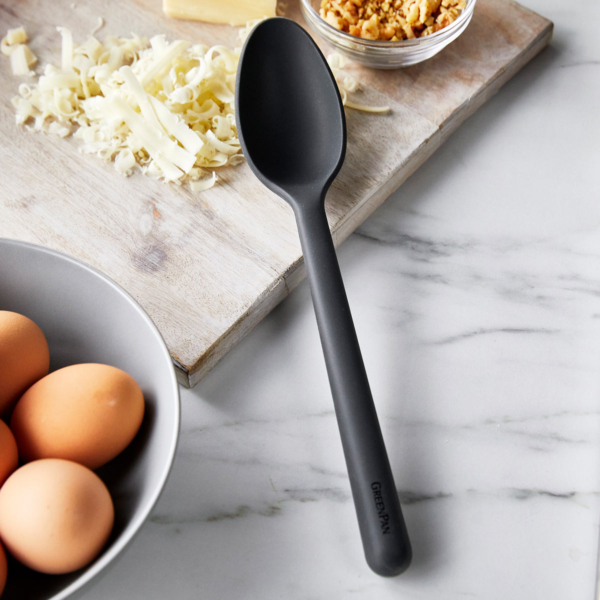 Premium Platinum Silicone Cooking Spoon - Heat Resistant & Non-Stick Kitchen Utensil for Baking, Cooking, and Serving - Perfect for Everyday Use in Home Kitchens