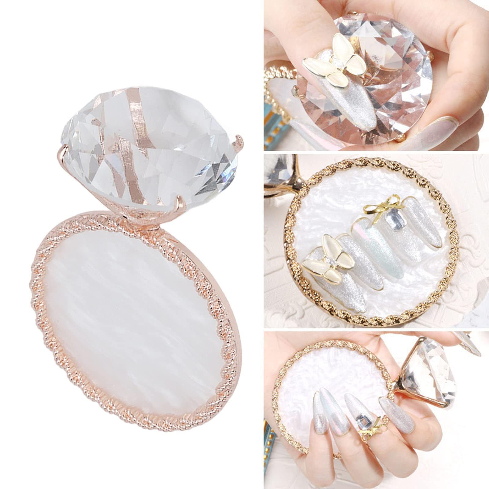 Double-Sided Resin Nail Art Palette for Color Mixing & Nail Polish - Gold Nail Photography Prop for Salon, DIY Manicure & Professional Nail Shows