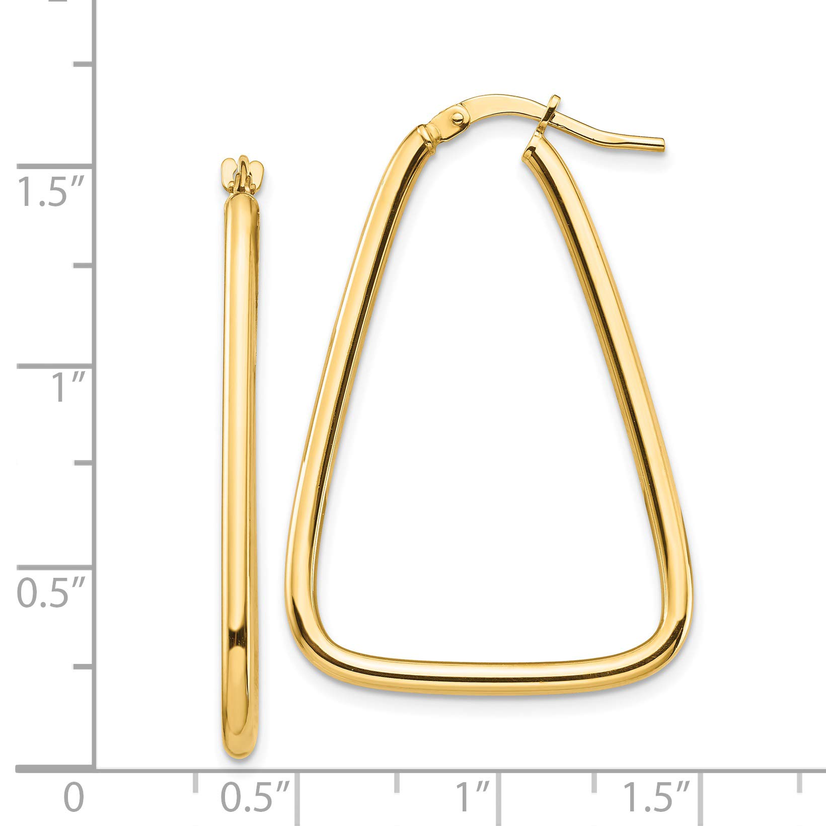 2mm Polished Triangle Dangle Hoop Earrings in Real 14k Gold – Elegant Geometric Jewelry for Women, Perfect for Parties, Weddings & Everyday Wear